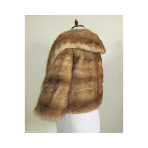 Vintage Autumn Haze Brand EMBA Natural Brown Mink Fur Stole Cape Wrap - Picture 3 of 12